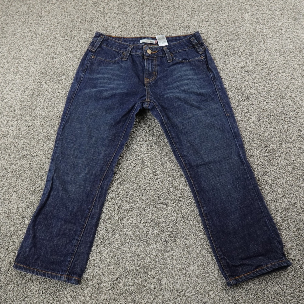 VTG Levis Jeans Womens 6 Dark Blue Denim Pants 545 Low Skinny Stretch Y2K Fade